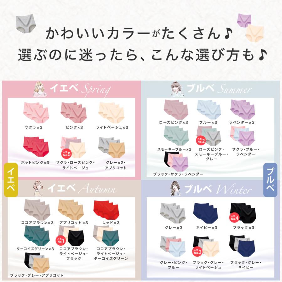 [3枚セット] 綿 コットン 医師監修 雑誌掲載モデル 選べる サニタリー ノーマル ハイウエスト ショーツ レディース 桃尻 温活 下着 深め 深履き | Lino Ulu | 45