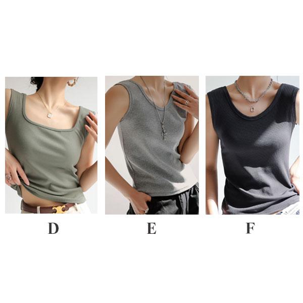 ダークグレー Vネック タンクトップ 即納】Vネック スクエアネック 2way リブ タンクトップ