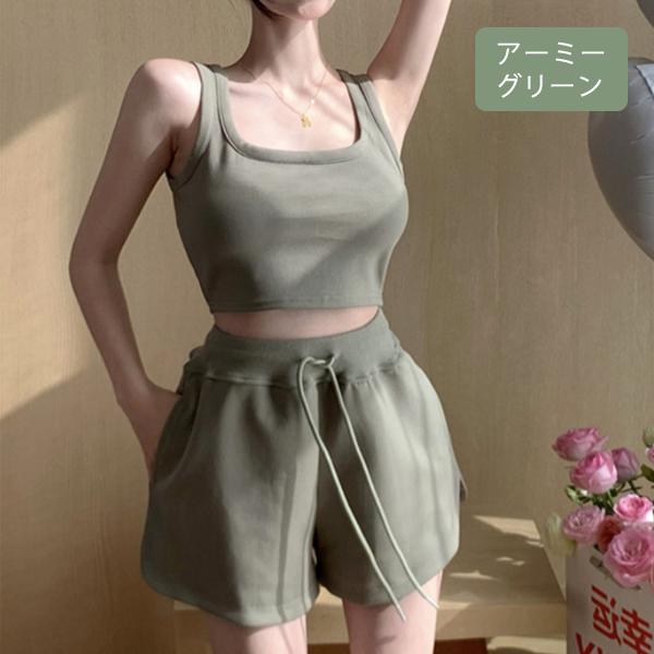 ノースリーブ ショートパンツ アンサンブル 上下セット ノースリーブ ショートパンツ アンサンブル 上下セット