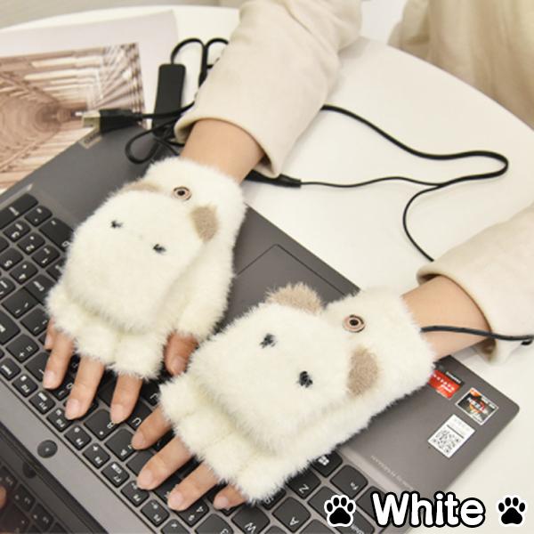 動物 アニマル ヒーターグローブ USB接続式 充電 ふわふわ 手袋 指なし 電熱手袋 ヒーター内蔵 インナー 温かい 暖かい｜mirisemirai｜02