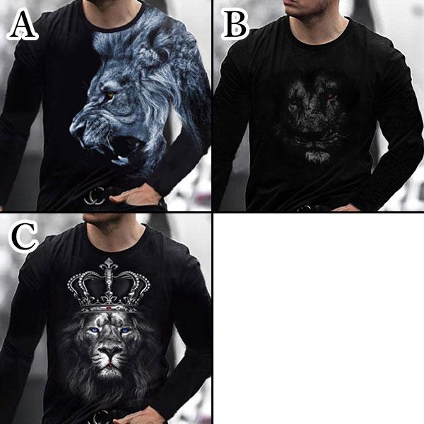 LEONARD FASHION アニマルプリント 長袖Tシャツ サイズ42 即納】ロンT 長袖Tシャツ プリント アニマル 動物柄 ライオン