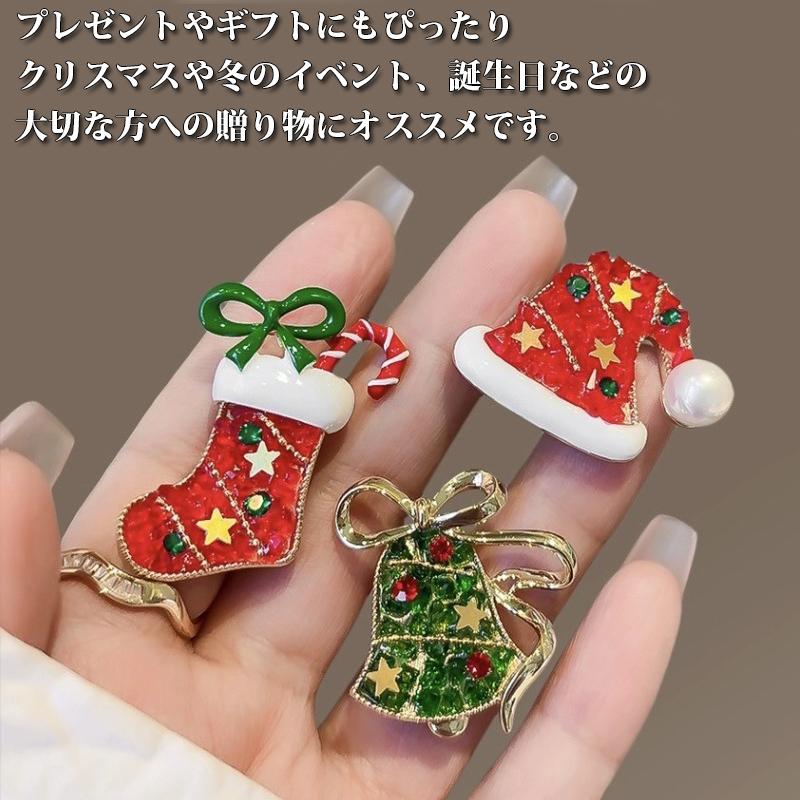 即納 クリスマス ブローチ ピンブローチ 安全ピン アクセサリー サンタ