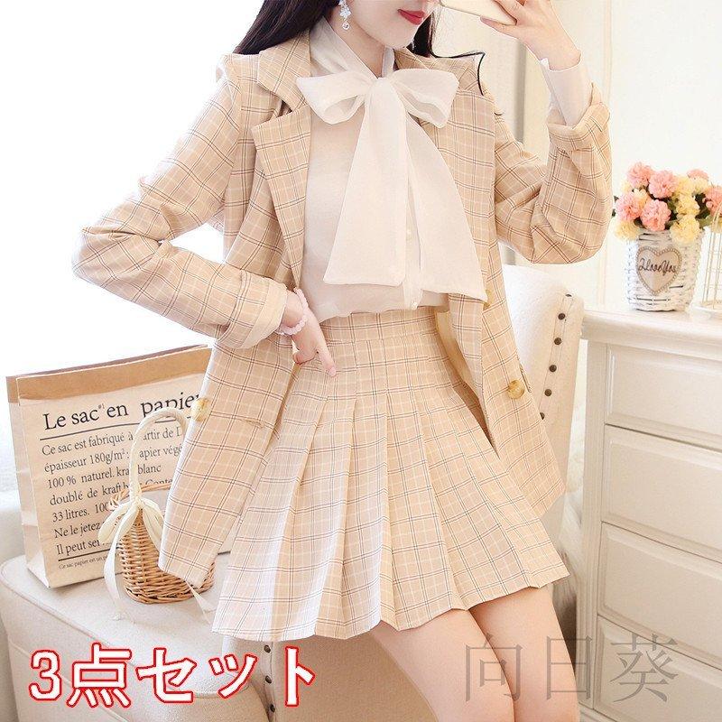 レディースフォーマル チェック柄 スーツセット 3点セット スカートセット 可愛い 大学生 女子高生 入学式 卒業式 通勤 Jk Ol 細身 スリム 10代代 若手 Pc2 弥勒庵 通販 Yahoo ショッピング