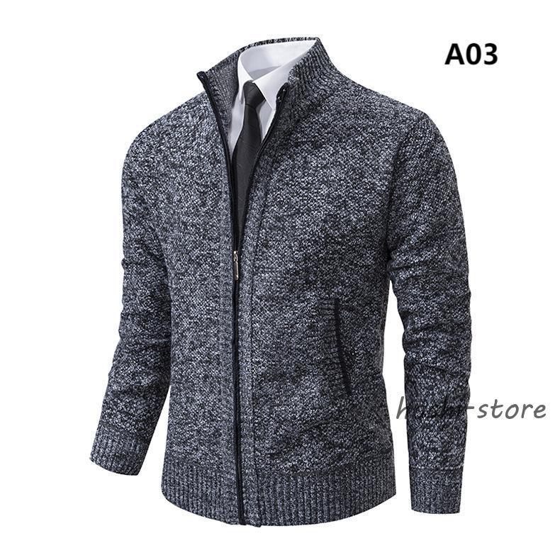 【大特価】カーディガン ニット メンズ ライン入り ブルゾン シンプル ジップアップ スタンドカラー セーター アウター 秋服 冬服 | ブランド登録なし | 03