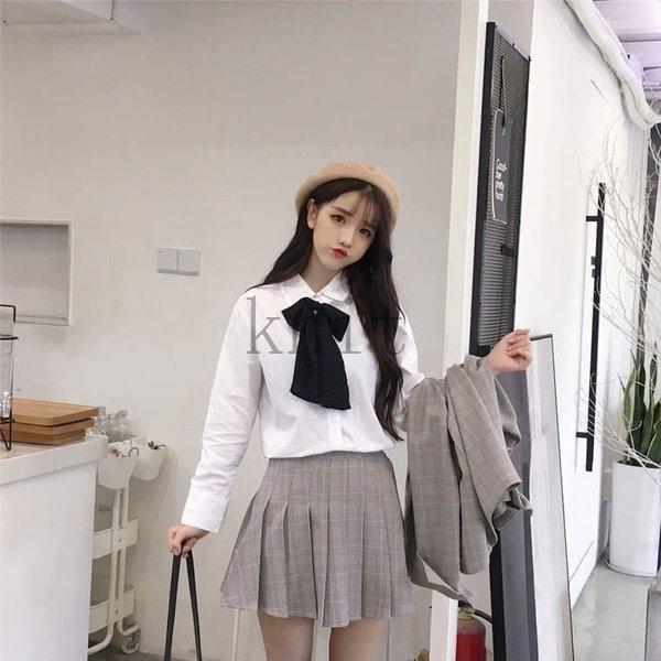 セットアップレディース高校生中学生ガーリー制服風コーデ3点