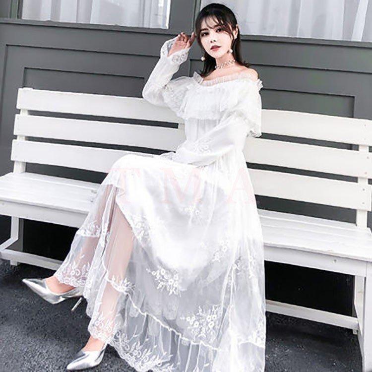 美品】MARGA／EYELET LACE DRESS／レースワンピース／白 White