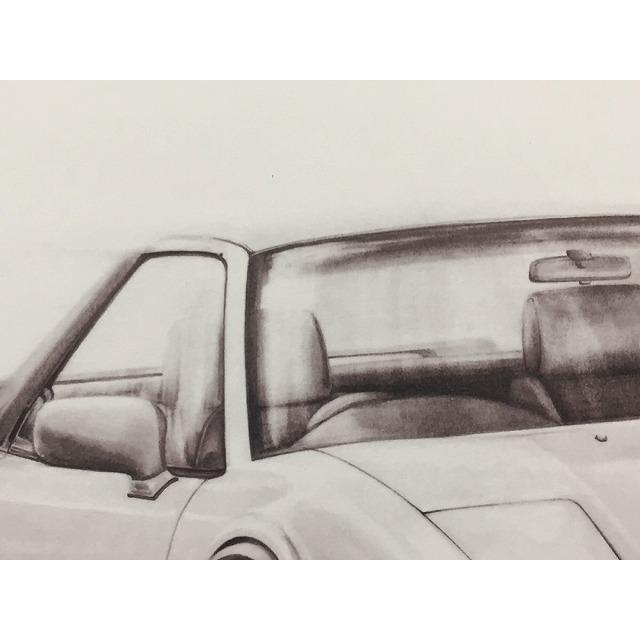 ホンダ HONDA NSX【鉛筆画】名車 旧車 イラスト A4サイズ 額付き