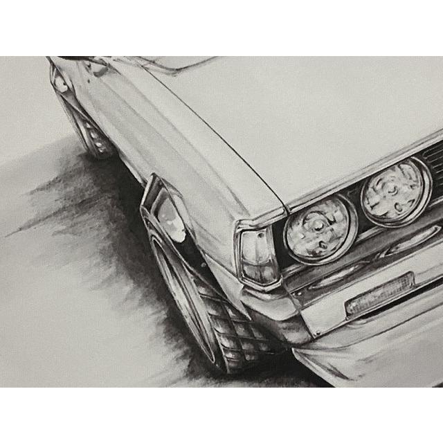 三菱 MITSUBISHI ギャラン シグマ GSR カスタム【鉛筆画】名車 旧車 