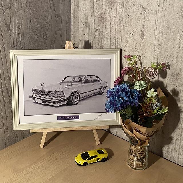 日産 NISSAN 430セドリック【鉛筆画】名車 旧車 イラスト A4 日産 NISSAN 430セドリック【鉛筆画】名車 旧車 イラスト A4