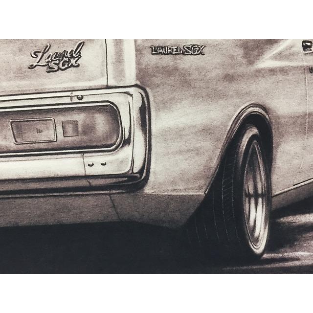 日産 NISSAN ローレル SGX【鉛筆画】名車 旧車 イラスト A4サイズ 額
