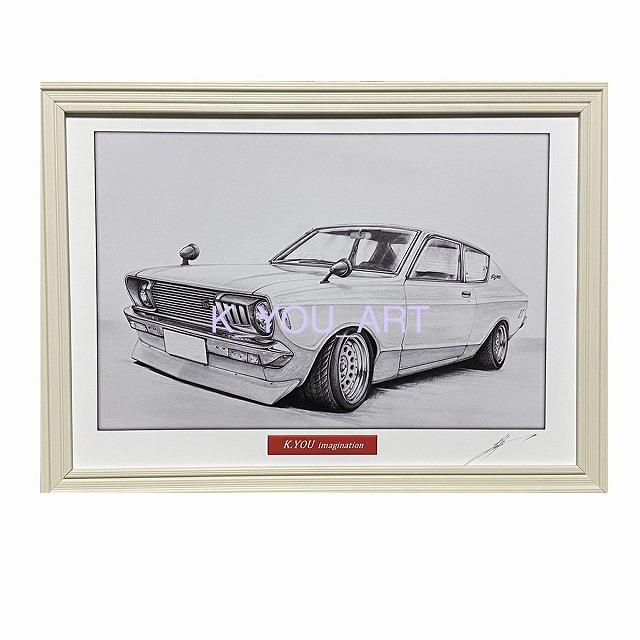 2名さま　A4サイズ【似顔絵オーダー】車 日産 NISSAN スカイライン R30 RS TURBO 2ドア フロント