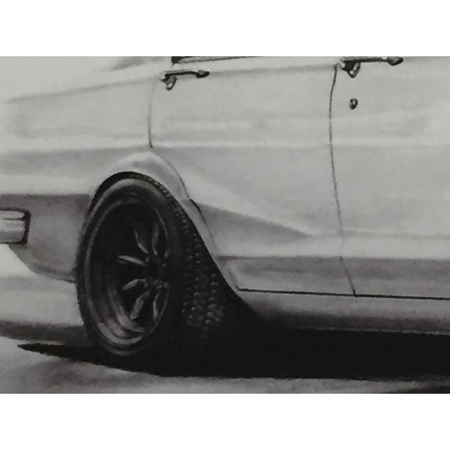 日産 NISSAN スカイライン ハコスカ GTR 4ドア 後期　フロント【鉛筆画】名車 旧車 イラスト A4サイズ 額付き サイン入り｜mirror-man-ys｜04