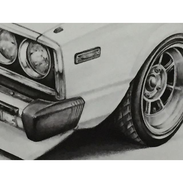 日産 NISSAN スカイライン ジャパン 4ドア 前期 【鉛筆画】名車 旧車