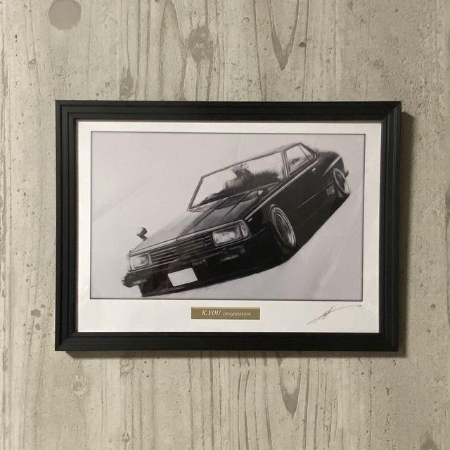 日産 NISSAN スカイライン ジャパンターボ 【鉛筆画】名車 旧車 イラスト A4サイズ 額付き サイン入り｜mirror-man-ys｜06