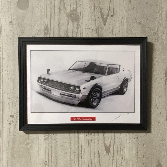日産 NISSAN スカイライン ケンメリ 2ドアGTR 【鉛筆画】名車 旧 日産 NISSAN スカイライン ケンメリ 2ドアGTR 【鉛筆画】名車 旧