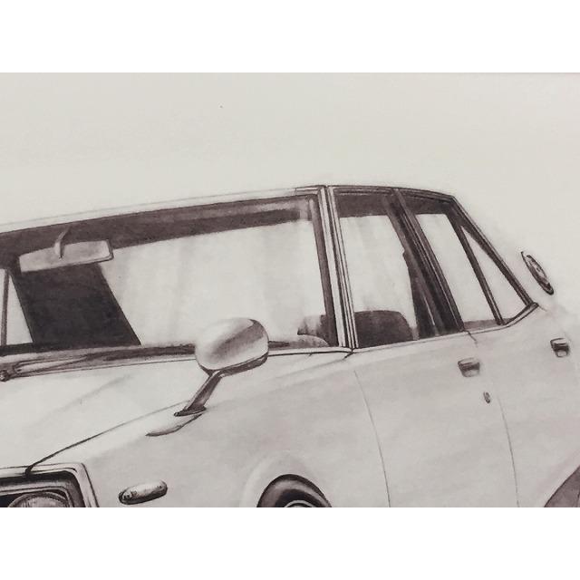 日産 NISSAN スカイライン ケンメリ 4ドア （ヨンメリ）【鉛筆画】名車