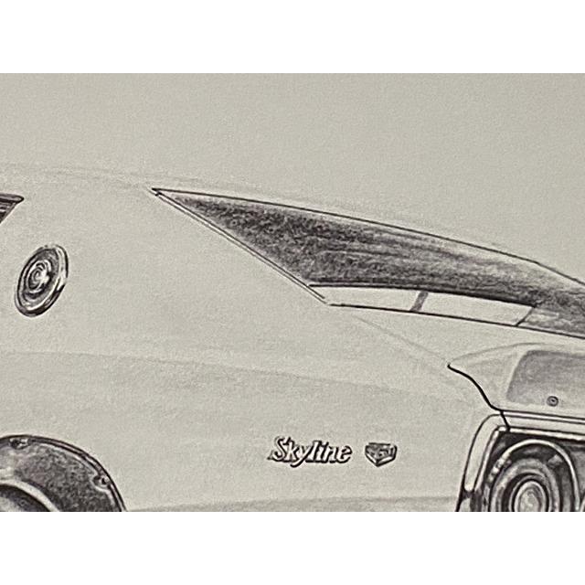 日産 NISSAN スカイライン ケンメリ 2ドアGTR リア 【鉛筆画】名車 旧