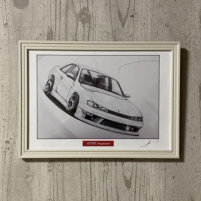 日産 NISSAN シルビア S14 後期【鉛筆画】名車 旧車 イラスト A4 日産 NISSAN シルビア S14 後期【鉛筆画】名車 旧車 イラスト A4