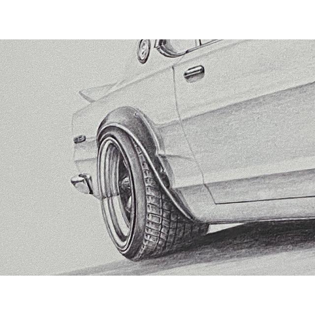 日産 スカイライン ハコスカ GTR 2ドア カスタム【鉛筆画】名車