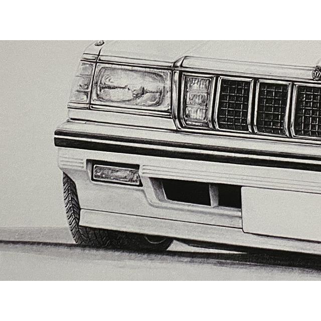 トヨタ TOYOTA 120クラウン【鉛筆画】名車 旧車 イラスト A4サイズ 額