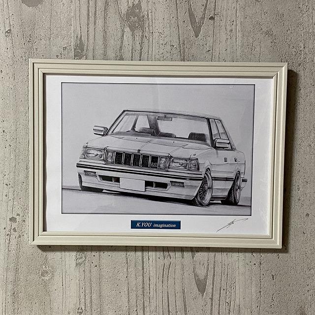 トヨタ TOYOTA 120クラウン【鉛筆画】名車 旧車 イラスト A4