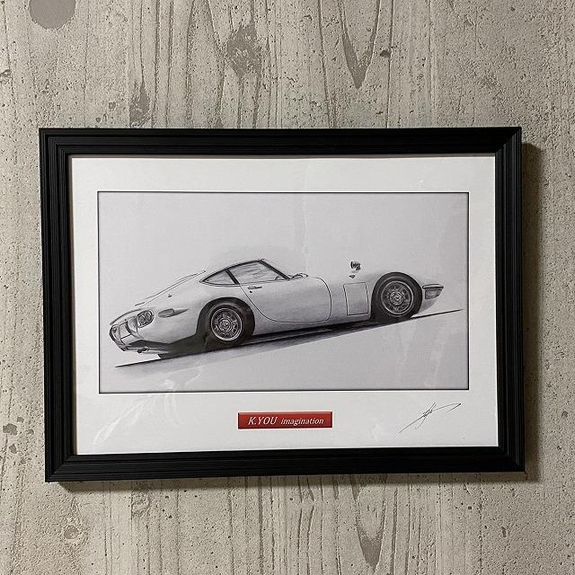 TOYOTA トヨタ2000GT 後期リア【鉛筆画】名車 旧車 イラスト A4
