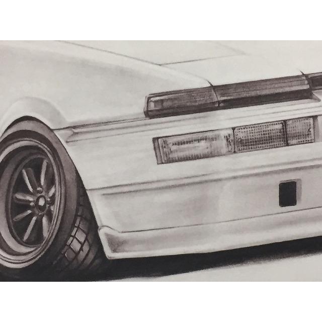 トヨタ TOYOTA 86トレノ【鉛筆画】名車 旧車 イラスト A4サイズ 額付き