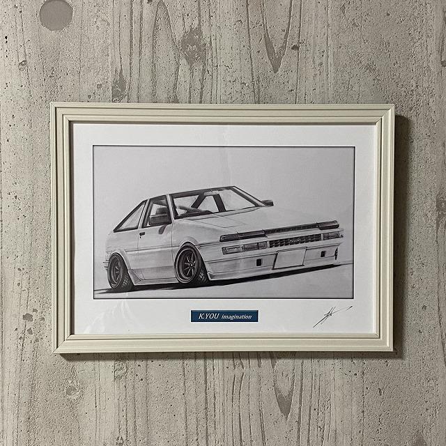 トヨタ TOYOTA 86トレノ【鉛筆画】名車 旧車 イラスト A4サイズ