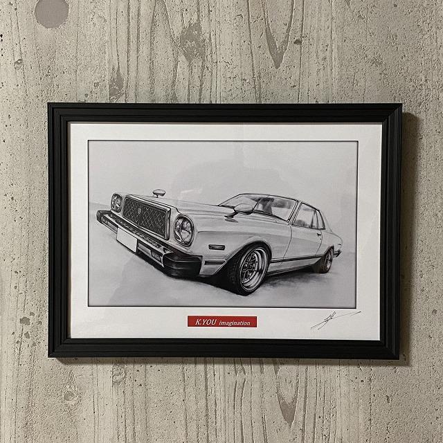 トヨタ TOYOTA チェイサーX40 【鉛筆画】名車 旧車 イラスト A4