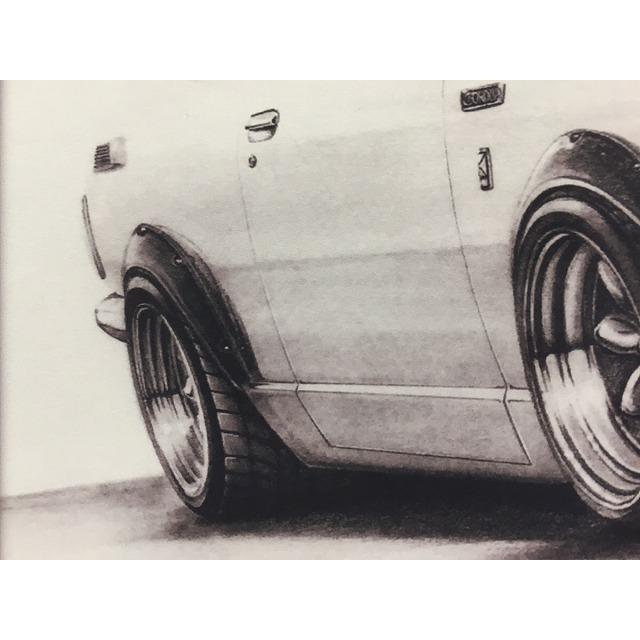 トヨタ TOYOTA 27レビン【鉛筆画】名車 旧車 イラスト A4サイズ 額付き