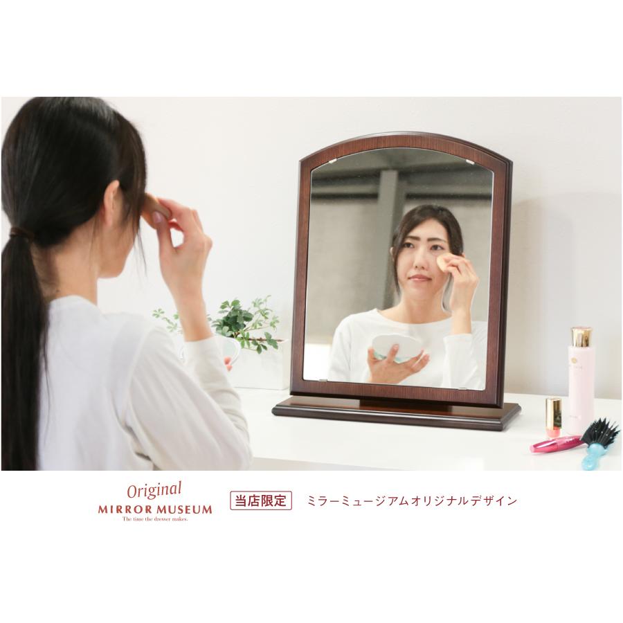卓上 ドレッサー 大きい 大型 木製 アンティーク アーチ : ミラー 