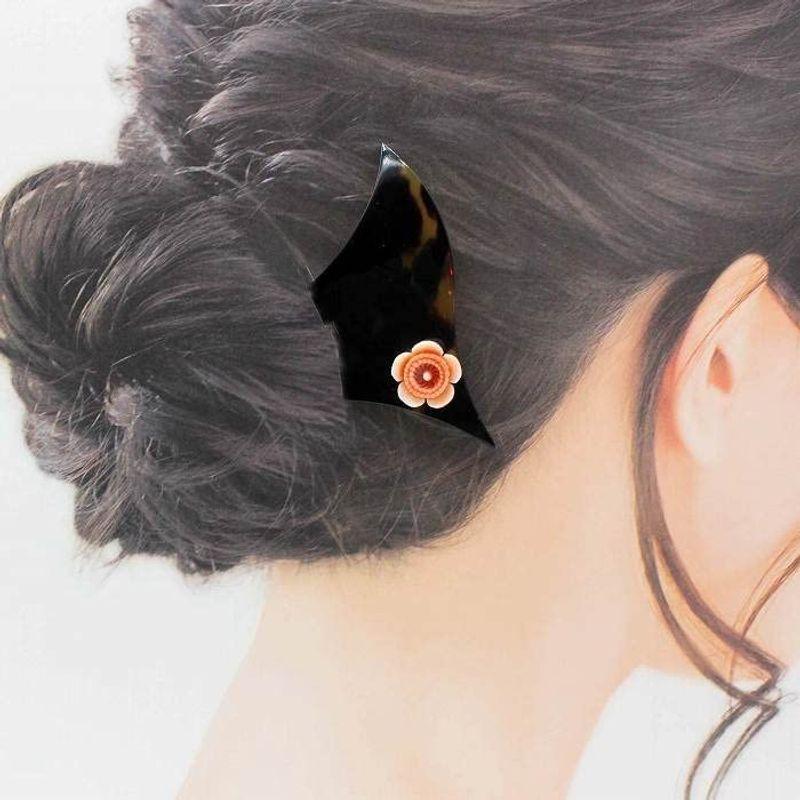 本べっ甲 かんざし 桃珊瑚の梅がアクセントになったバチ型 二本挿し 簪 ヘア アクセサリー フォーマルな髪型 浴衣にも似合う 髪飾り ヘッドドレス Www Bollywoodpapa Com