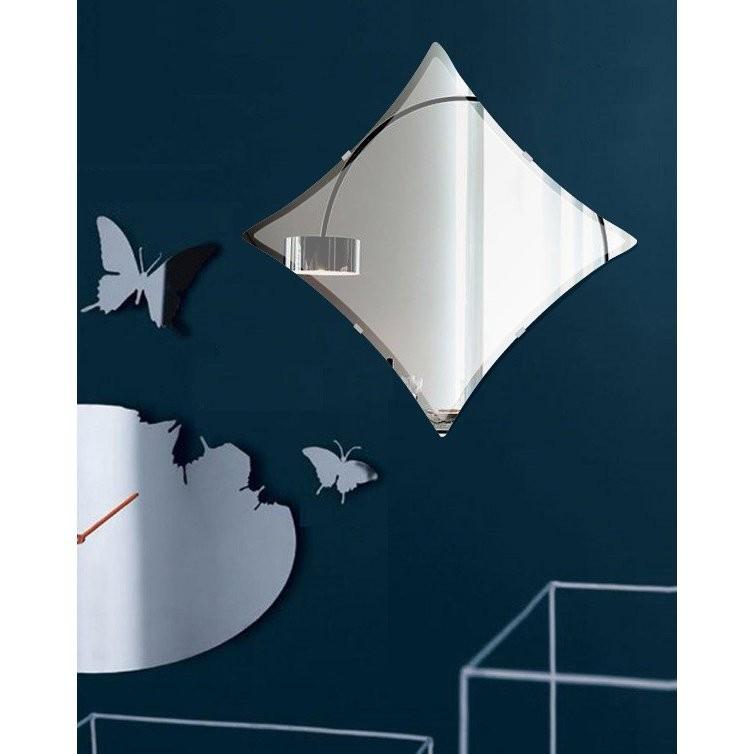 壁掛け 鏡 ミラー 日本製 ダイヤモンド 500mm×500mm クリアーミラー クリスタルカット（リビング 玄関 廊下 寝室など一般空間用）｜mirrorshop