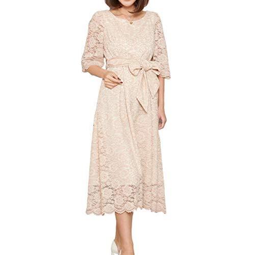 交換無料 Sweet Mommy マタニティワンピース 授乳服 総レース ロングドレス フォーマル 結婚式 Aタイプ 総レースピンクベージュ L 日本産 Www Muslimaidusa Org