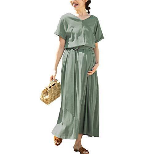人気ブランドを Sweet Mommy マタニティ 授乳服 ワンピース ドロップショルダー マキシ ルームウェア リラックスウェア バックルベルト付き ミン 工場直送 Www Muslimaidusa Org