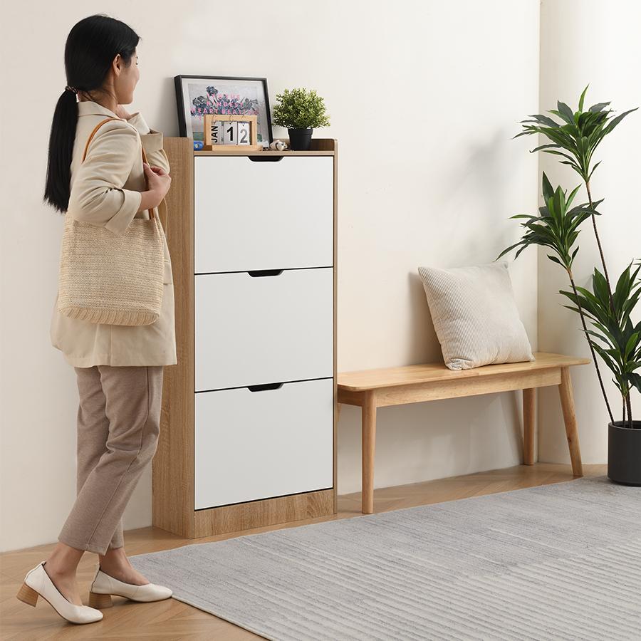 下駄箱 3段 シューズラック玄関収納 ひとり暮らしスリム 靴収納 ラック