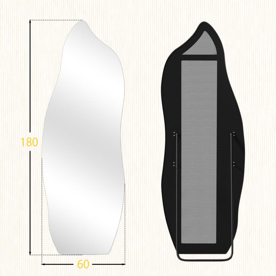 ミルオ君の鏡工房 鏡 スタンドミラー 全身 姿見鏡 全身鏡 ウェーブ