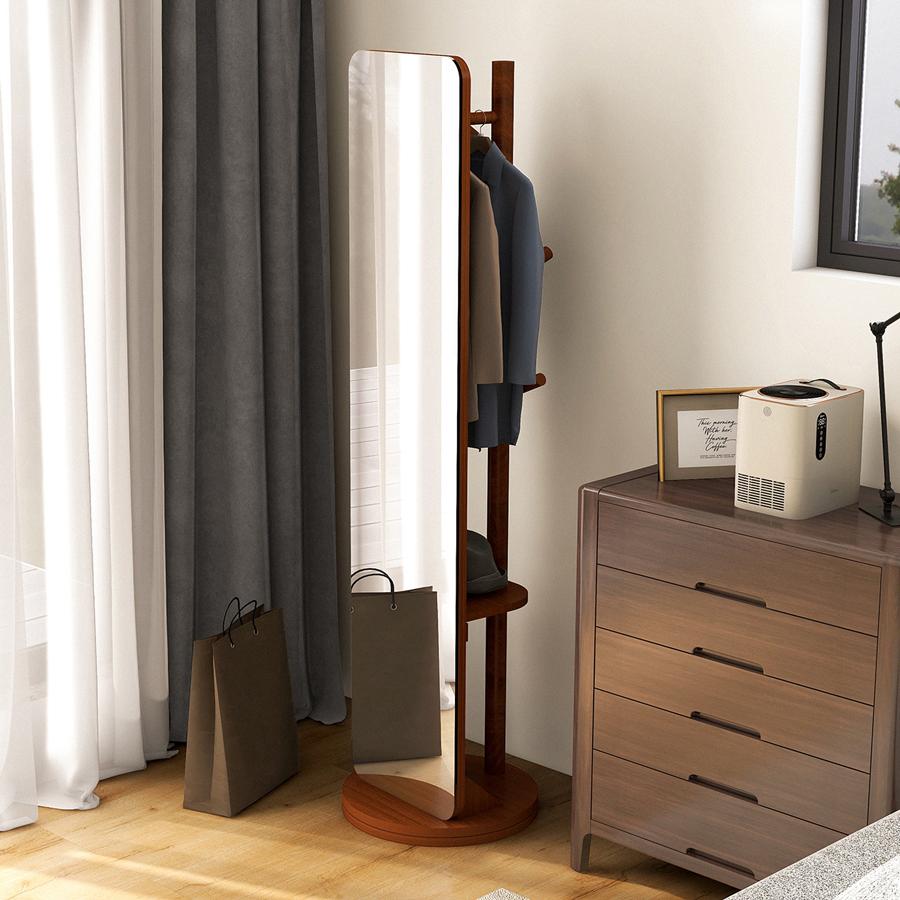 ミルオ君の鏡工房 全身鏡 収納 姿見 ハンガーラック ミラー 収納家具