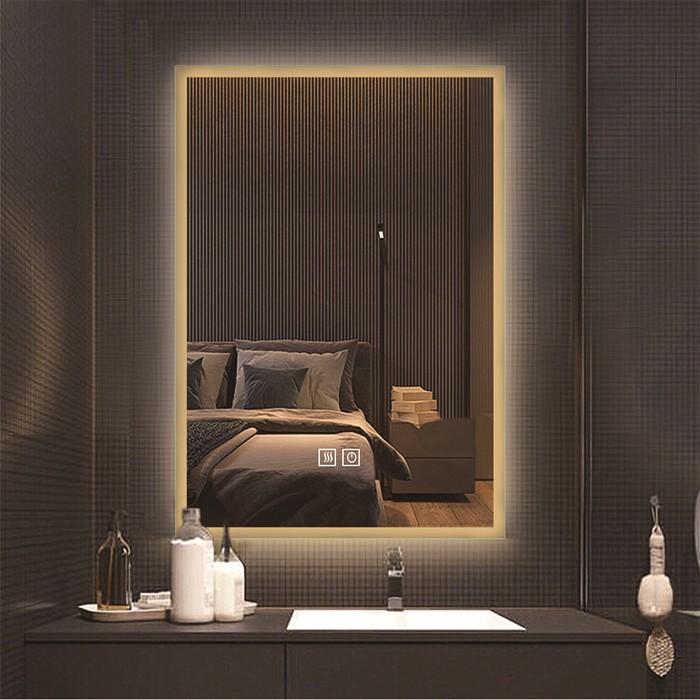 【美品】LED壁掛け鏡 70×90cm ミルオ君の鏡工房 壁掛けミラー LEDミラー 横縦両用 サイズ