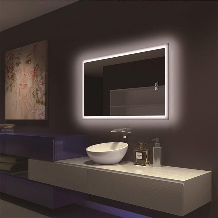 ミルオ君の鏡工房 壁掛けミラー LEDミラー 横縦両用 サイズ50x70cm