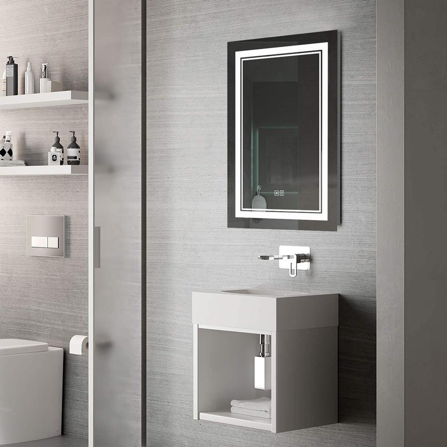 ☆壁掛けミラー LEDライト付き 曇り止め 70cm×50cm bubblee_led5070-1