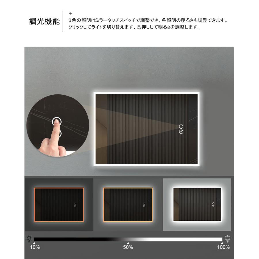 ミルオ君の鏡工房 壁掛けミラー LEDミラー 縦型 40-60cm 調節可能