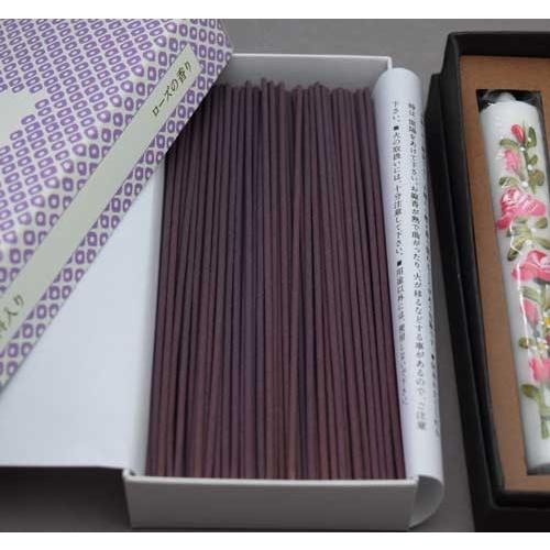 鳩居堂・線香「ろうず」と越後花蝋燭「バラ」セット : せともの屋みさ