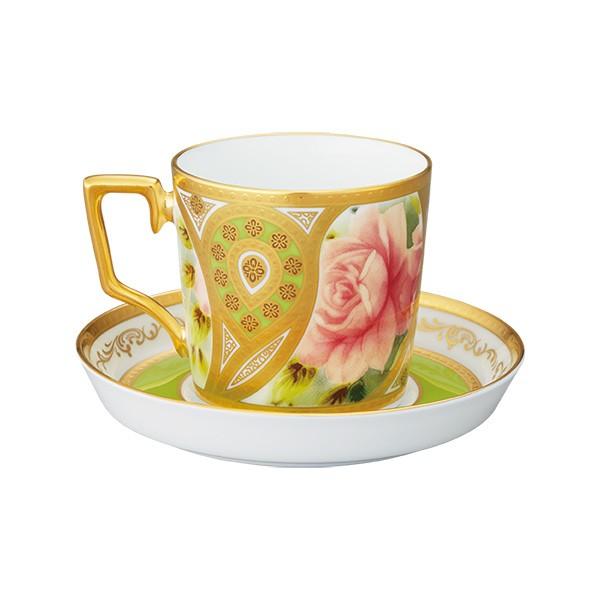 ノリタケ オマージュ コレクションコーヒー碗皿（若草色絵薔薇文)_1