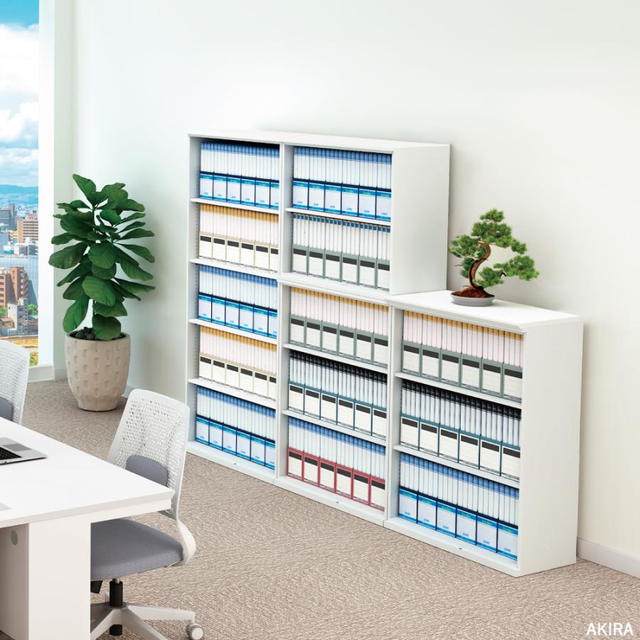 家具のAKIRA 書庫 オープン書庫 上段 2段 スチール スチール書庫 保管庫 キャビネット オフィス ホワイト 幅80cm 奥行37.5cm 高さ72cm BSU-0807-WH | 家具のAKIRA | 01