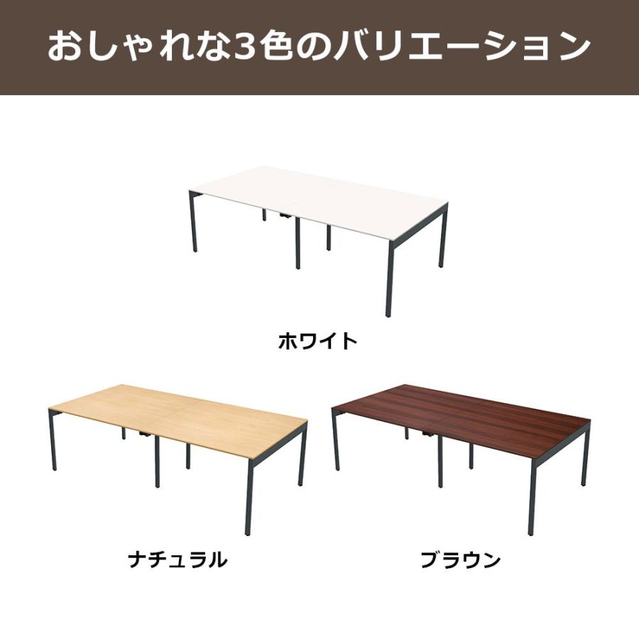 フリーアドレスデスク 3人〜4人 ワークテーブル 会議用テーブル 作業台 コンセント付 幅200cm 奥行100cm 高さ72cm ナチュラル FAS10-2010-NAの画像