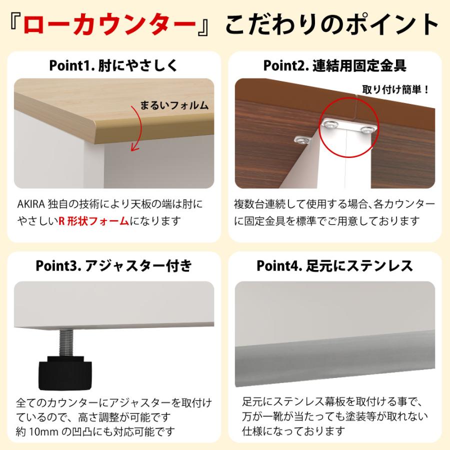 ローカウンター 受付カウンター スチールカウンター ホワイト 幅180cm 奥行70cm 高さ72cm 受付 接客 オフィス LCS-1870-WHの画像