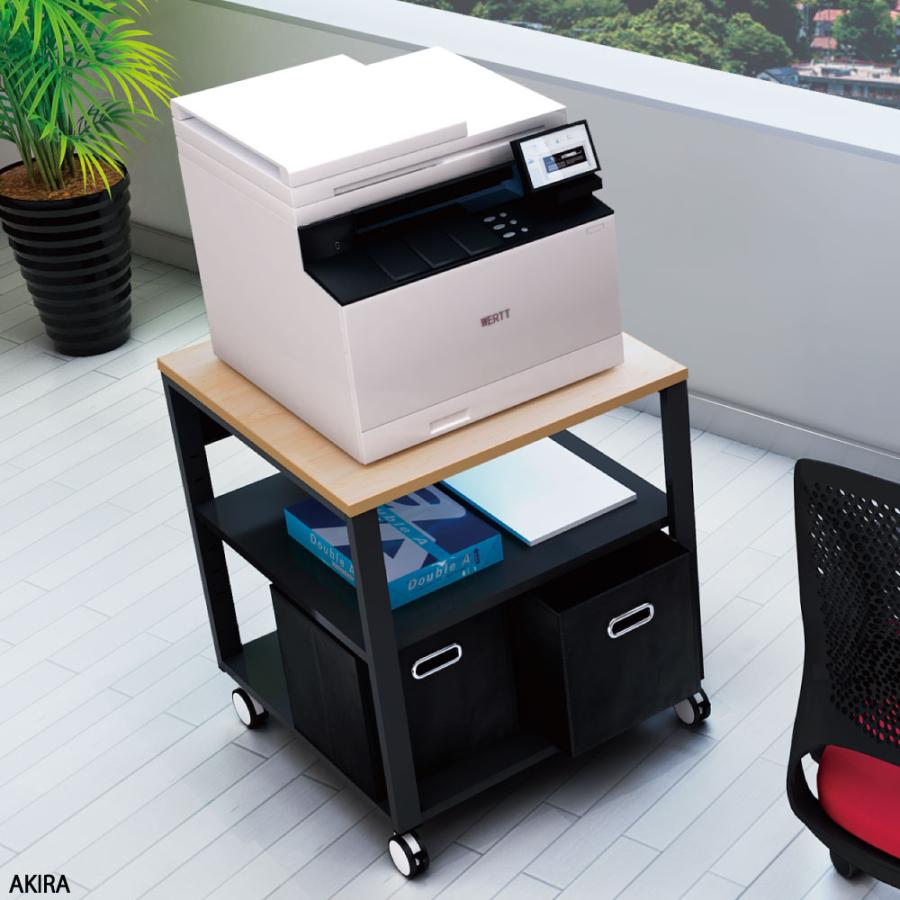 プリンタワゴン　光沢ブラック 家具のAKIRA プリンターラック プリンターワゴン プリンター台