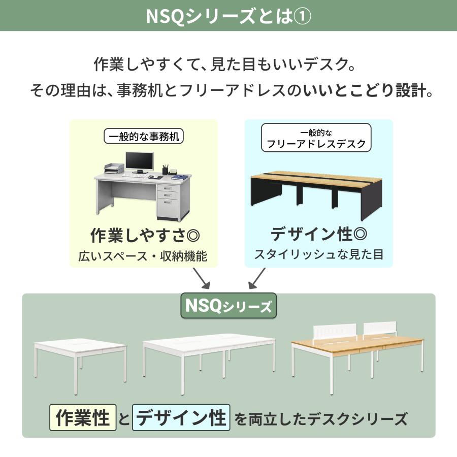 家具のAKIRA オフィスデスク フリーアドレスデスク 4人用 幅240cm 引き出し 配線収納 パネル付き NSQ-2414-NAN 爆買_2