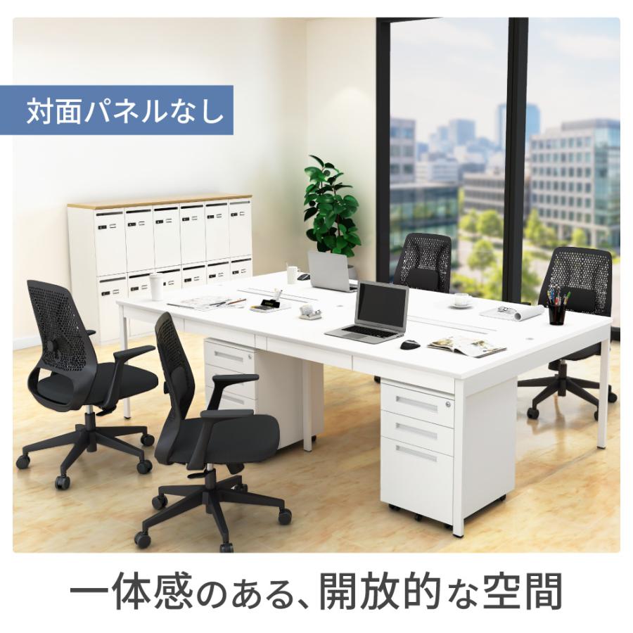 家具のAKIRA オフィスデスク フリーアドレスデスク 4人用 幅240cm 引き出し 配線収納 パネル付き NSQ-2414-WHN 爆買_9